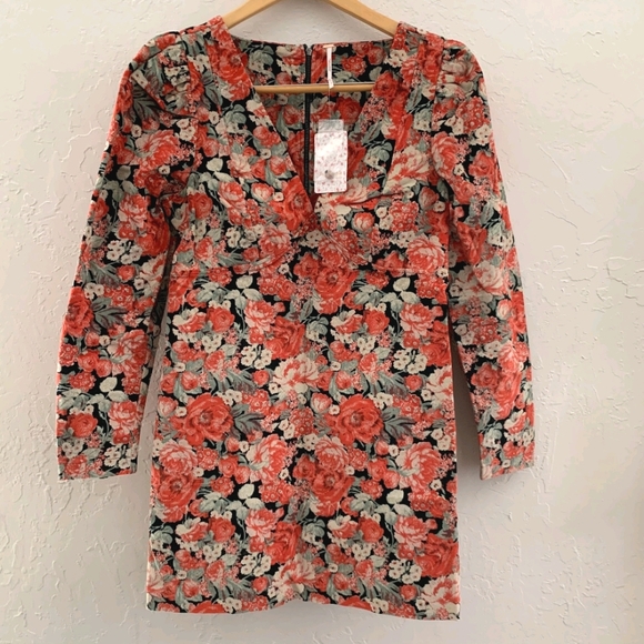 Free People Kapowski Puff Sleeves Mini Dress 8 - Picture 3 of 8